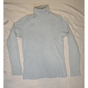 Lauren Ralph Lauren Lt Blue Ribbed Turtleneck Womens Large 100% Cotton See Pic